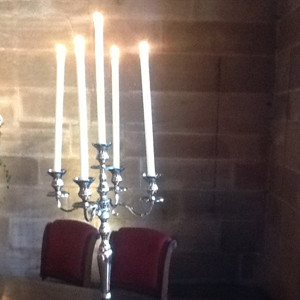 Wedding Flowers Cheshire: Silver Nickel (Hire of Stand - Candelabra 1.2M Hold 5 Candles)
